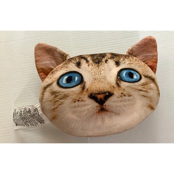 Cat Head Pillow Tabby Plush Stuffed Toy 14x10x5 in Kitten Kitty - Picture 1 of 3